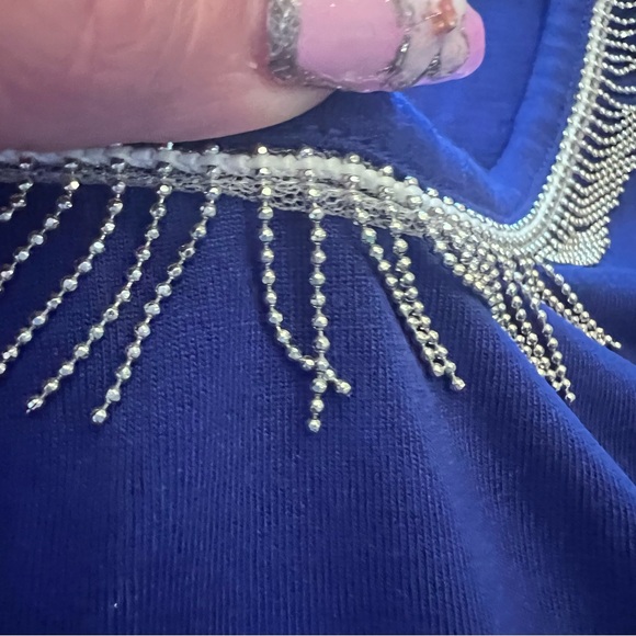 Michael Kors Dark Azurite  Sleeveless Tank Top with Silver Trim - Picture 3 of 8